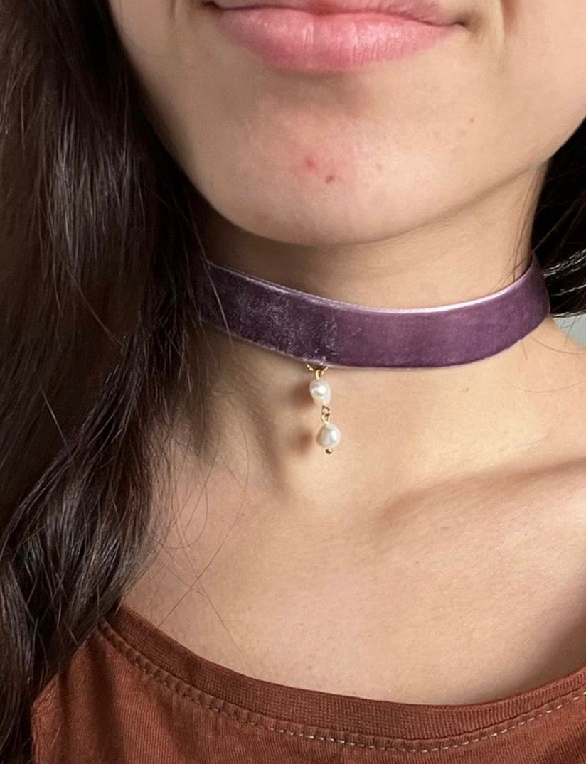 Choker Velvet Pearl