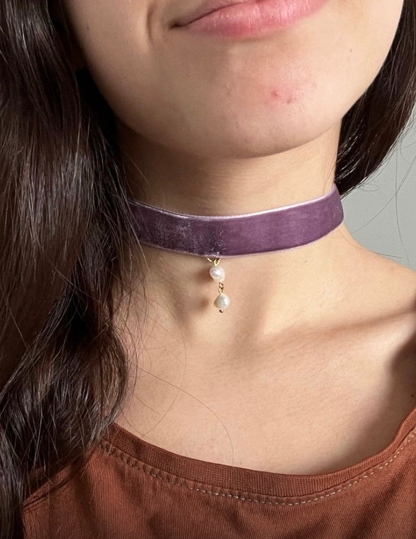 Choker Velvet Pearl