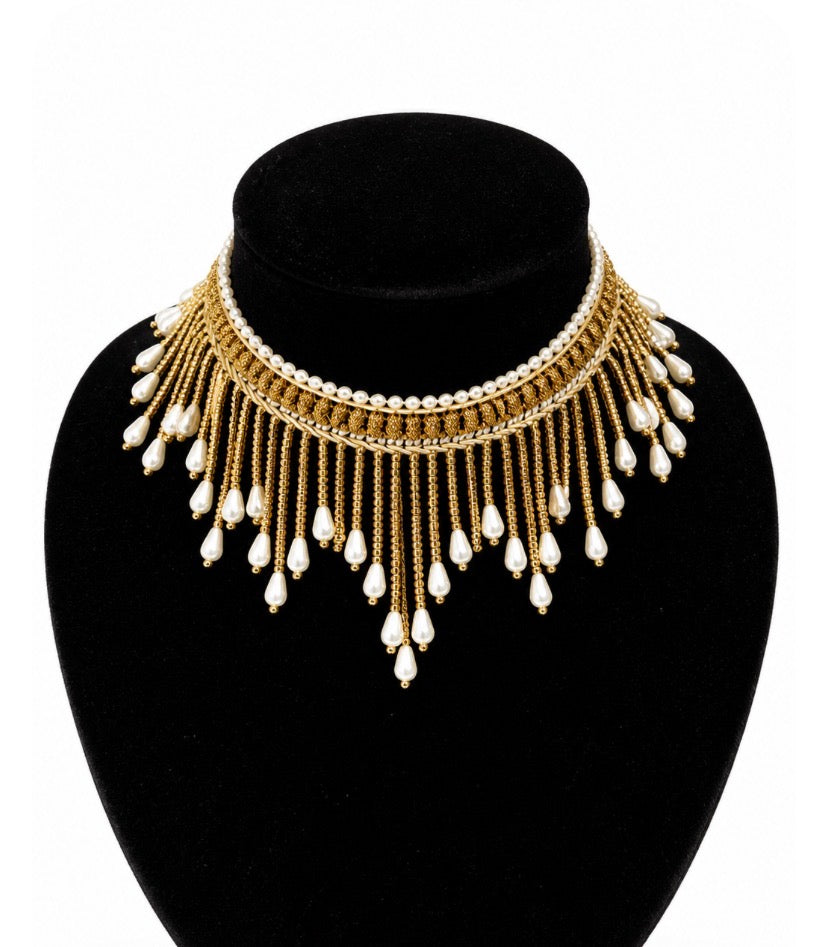Choker Perlas cascada dorado