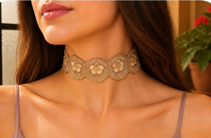 Choker Romántico Azul empolvado