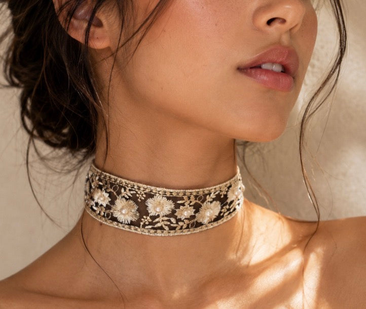 Choker Noir Fleur